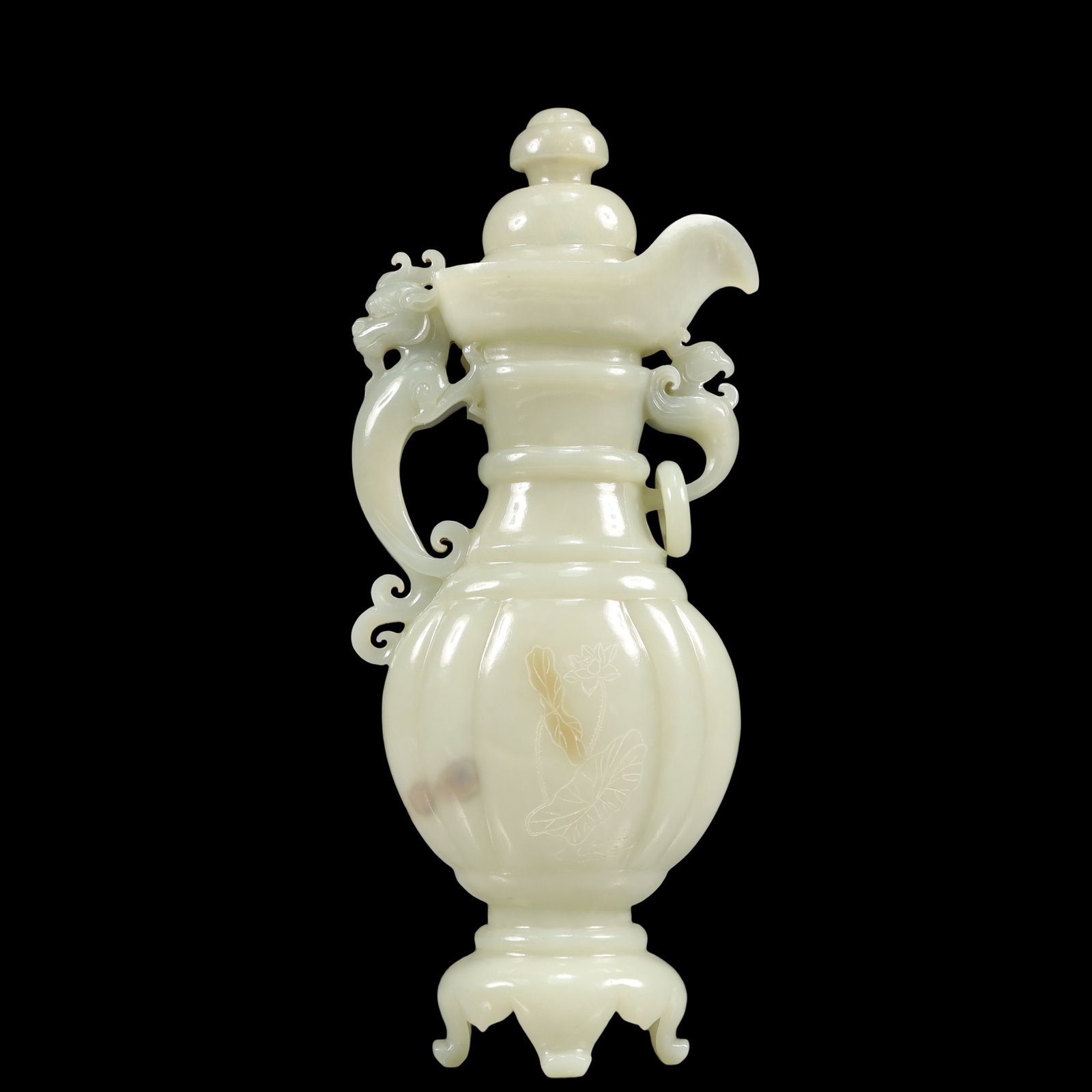 A Exquisite White Jade Flower Pattern with poem Ewer (1 of 12)