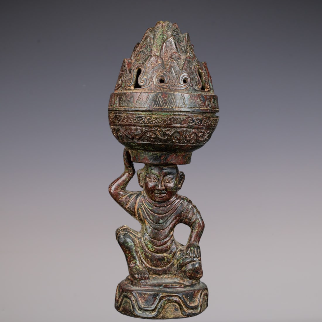 An Exquisite Bronze Figure-Shaped Censer (1 of 9)