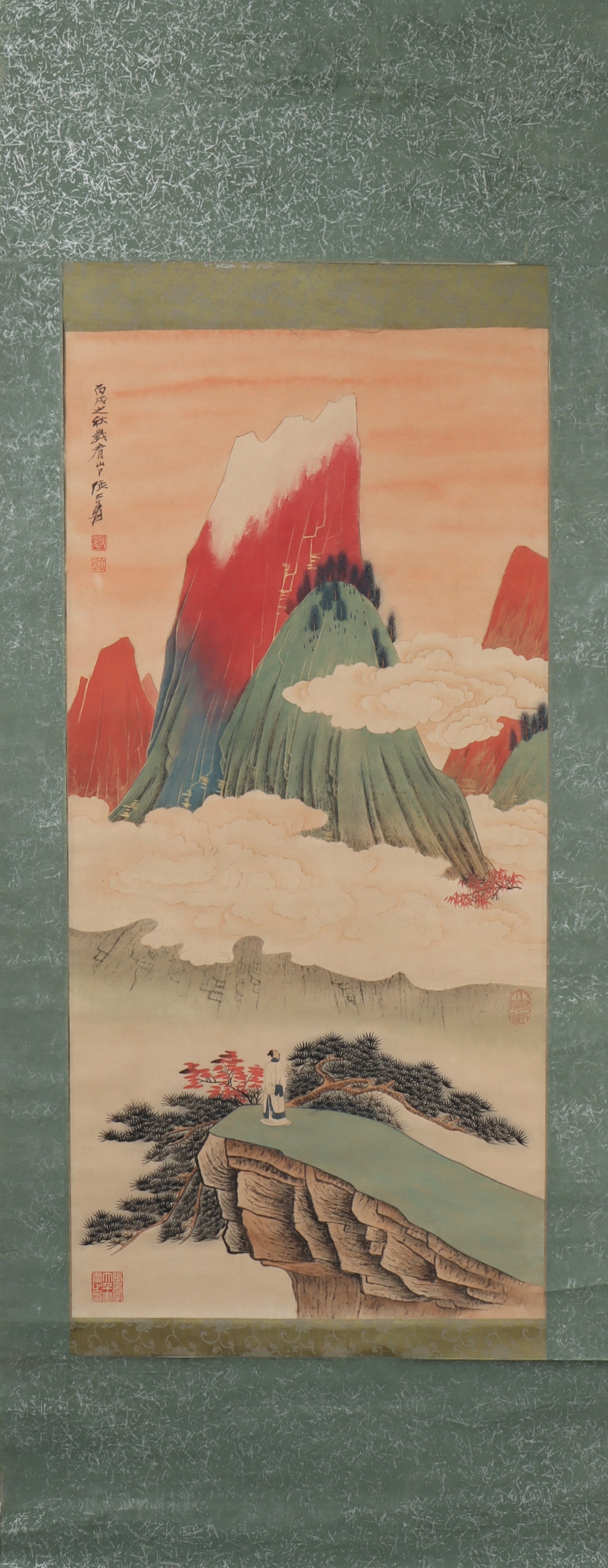 A Chinese Vertical Scroll Ink Painting of Landscape and Figure on Paper: A Chinese Vertical Scroll Ink Painting of Landscape and Figure on Paper Zhang daqian Size:84cmx40cm (The Dimensions Of All Batches Are Manually Measured.If You Need More Detailed Information, Please C