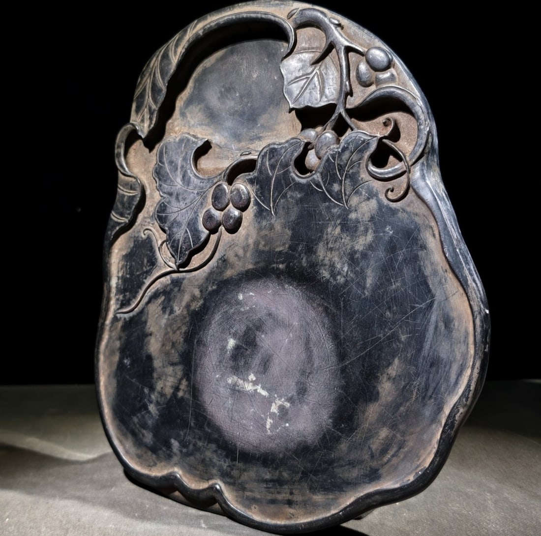 An Exquisite Flower and Fruit Pattern with poem Inkstone (1 of 9)