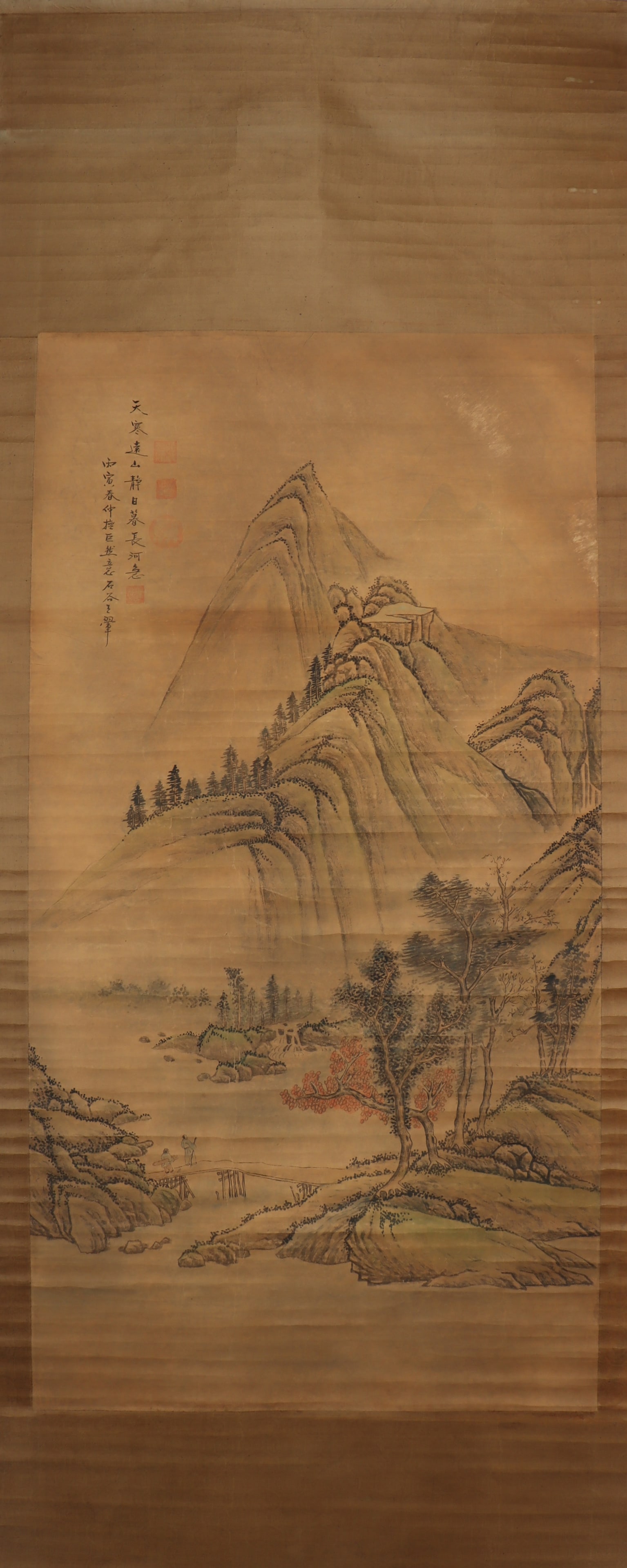 A Chinese Vertical Scroll Ink Painting of Landscape on Paper: A Chinese Vertical Scroll Ink Painting of Landscape on Paper Wang hui Size:129cmx67cm (The Dimensions Of All Batches Are Manually Measured.If You Need More Detailed Information, Please Contact Our Cus