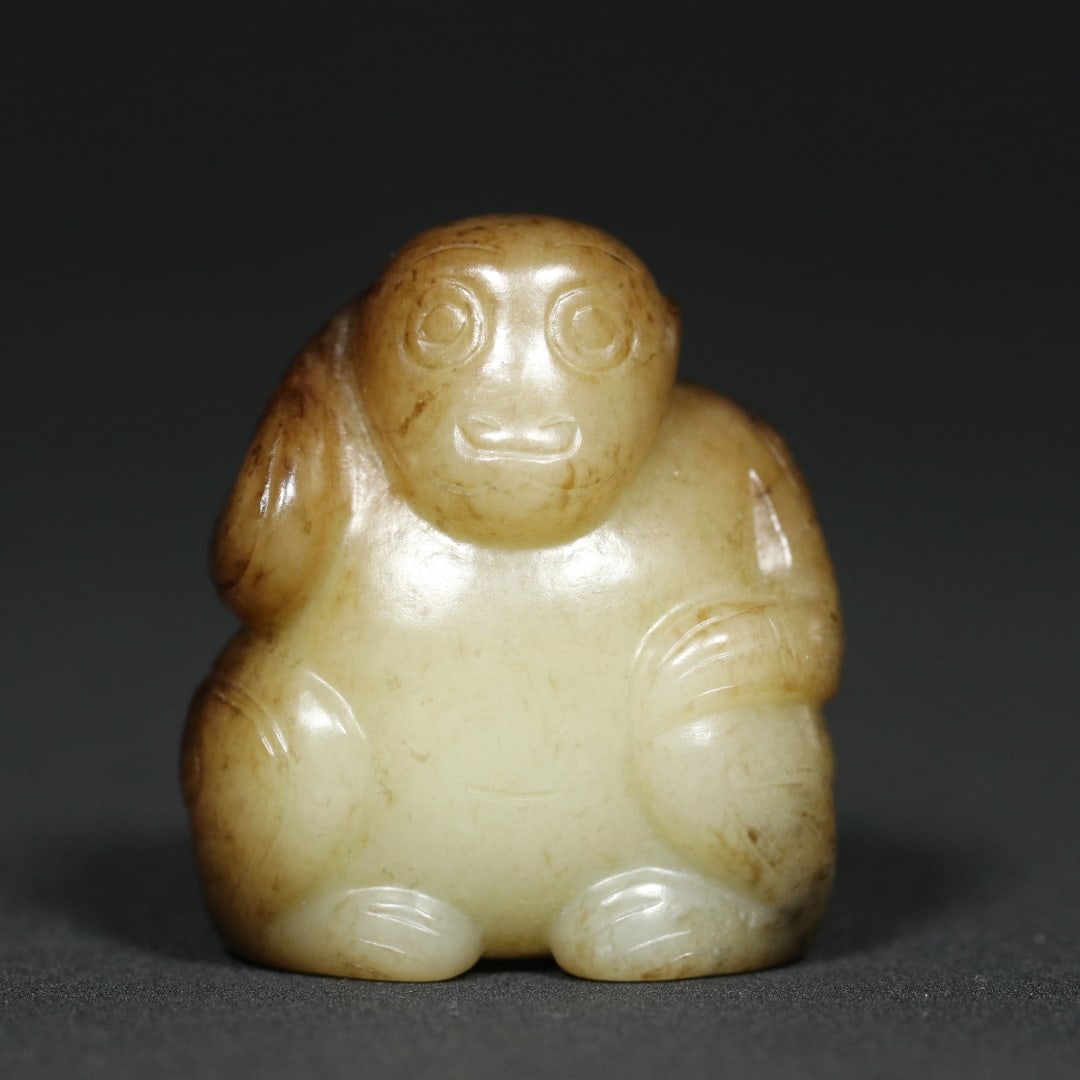 An Exquisite White Jade Monkey Pendant (1 of 9)