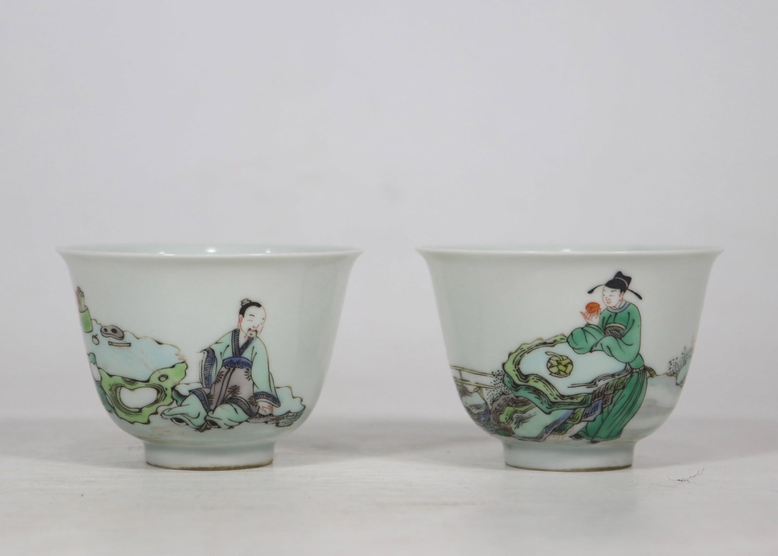 A Pair of Exquisite Wucai Character and Story Pattern Cup (1 of 9)