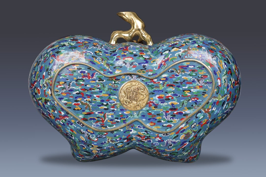 An Exquisite Cloisonne Bats and Peach Pattern Dragon Pattern Brush Washer - 2