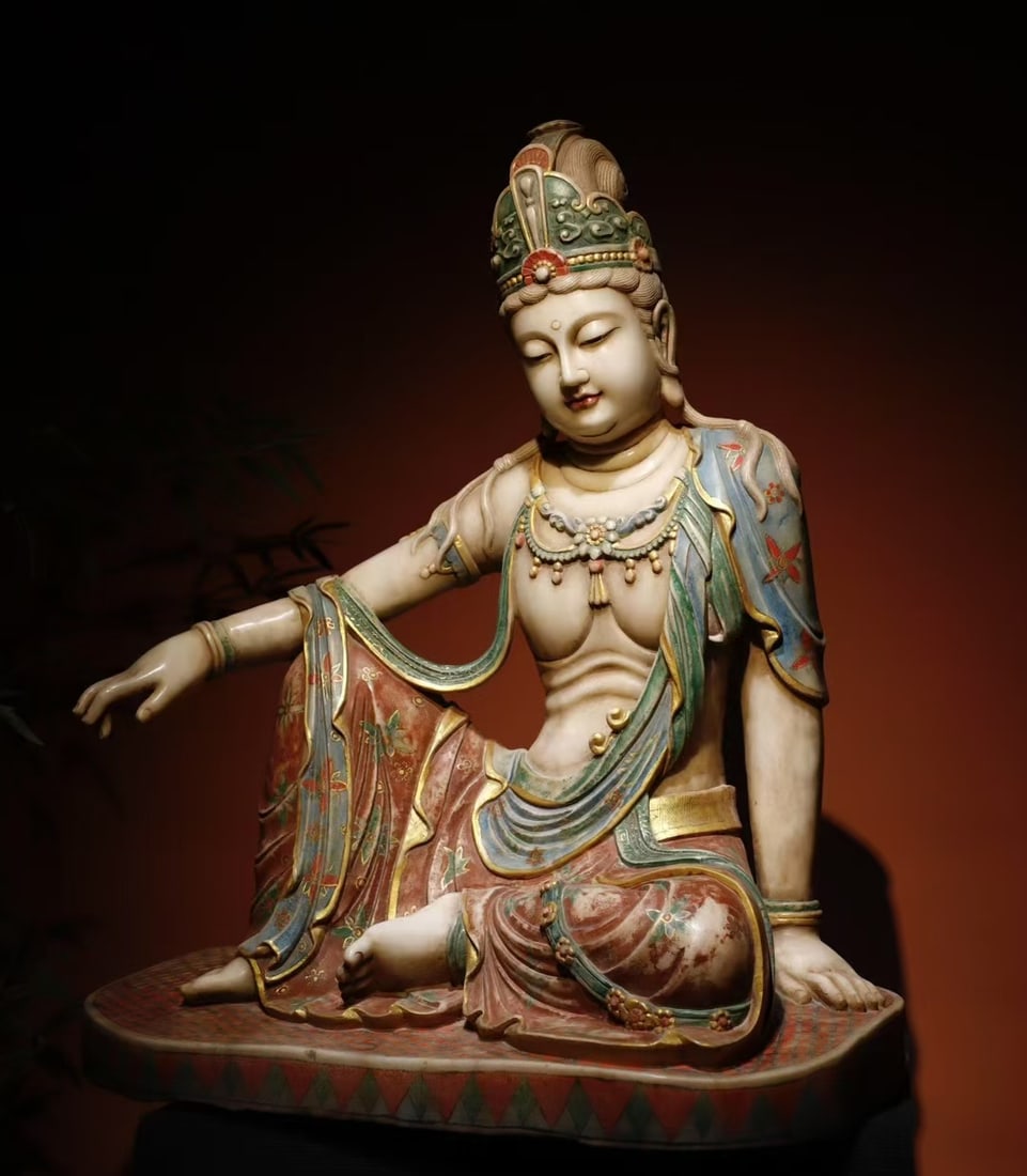 A Exquisite Marble Statue of Avalokitesvara Ornament - 2
