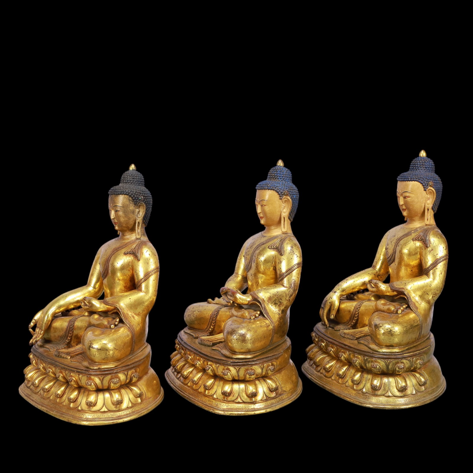 A Exquisite A Set of Gilt Bronze Statue of Sakyamuni - 2