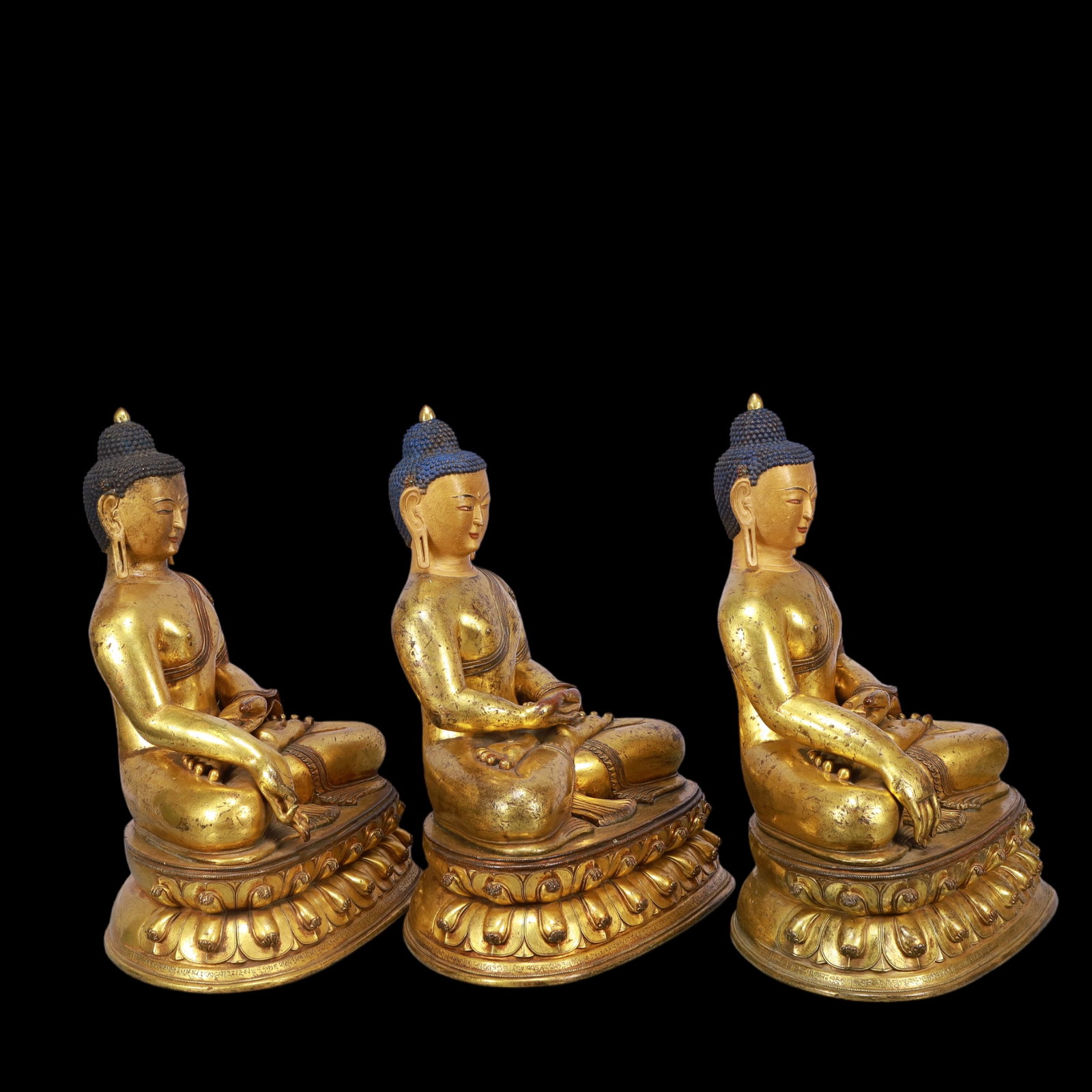 A Exquisite A Set of Gilt Bronze Statue of Sakyamuni - 3