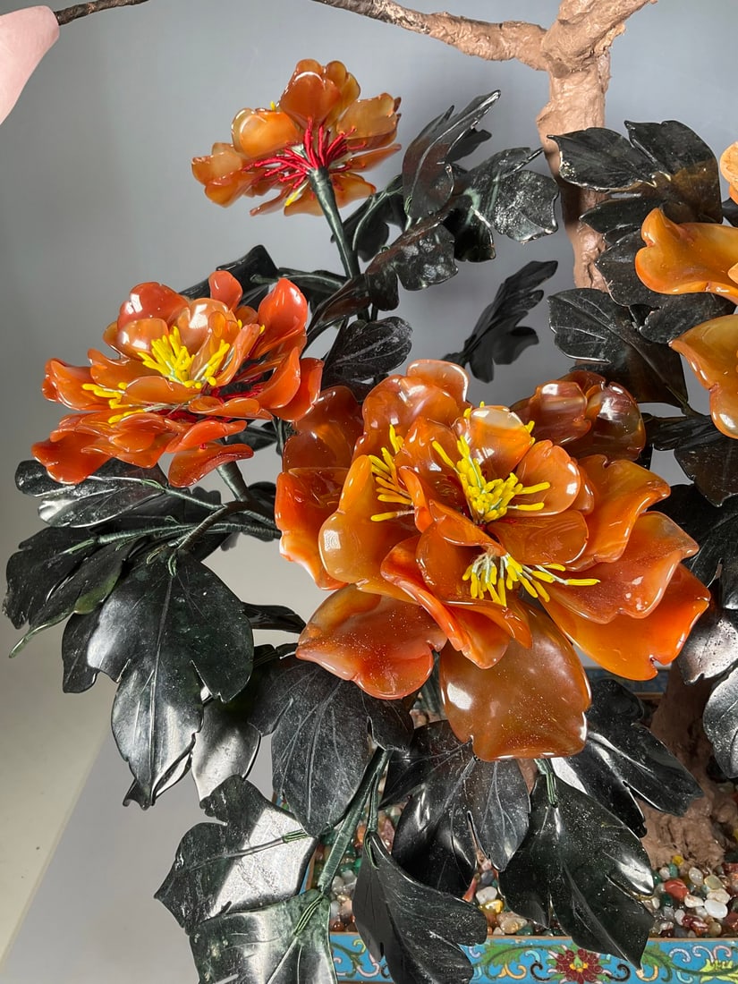 An Exquisite Cloisonne Inlaid Gems Flower Pattern Bonsai - 3