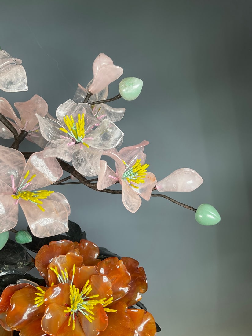 An Exquisite Cloisonne Inlaid Gems Flower Pattern Bonsai - 5