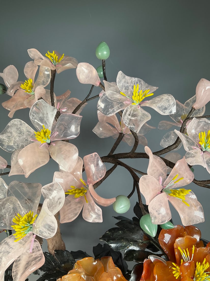 An Exquisite Cloisonne Inlaid Gems Flower Pattern Bonsai - 6