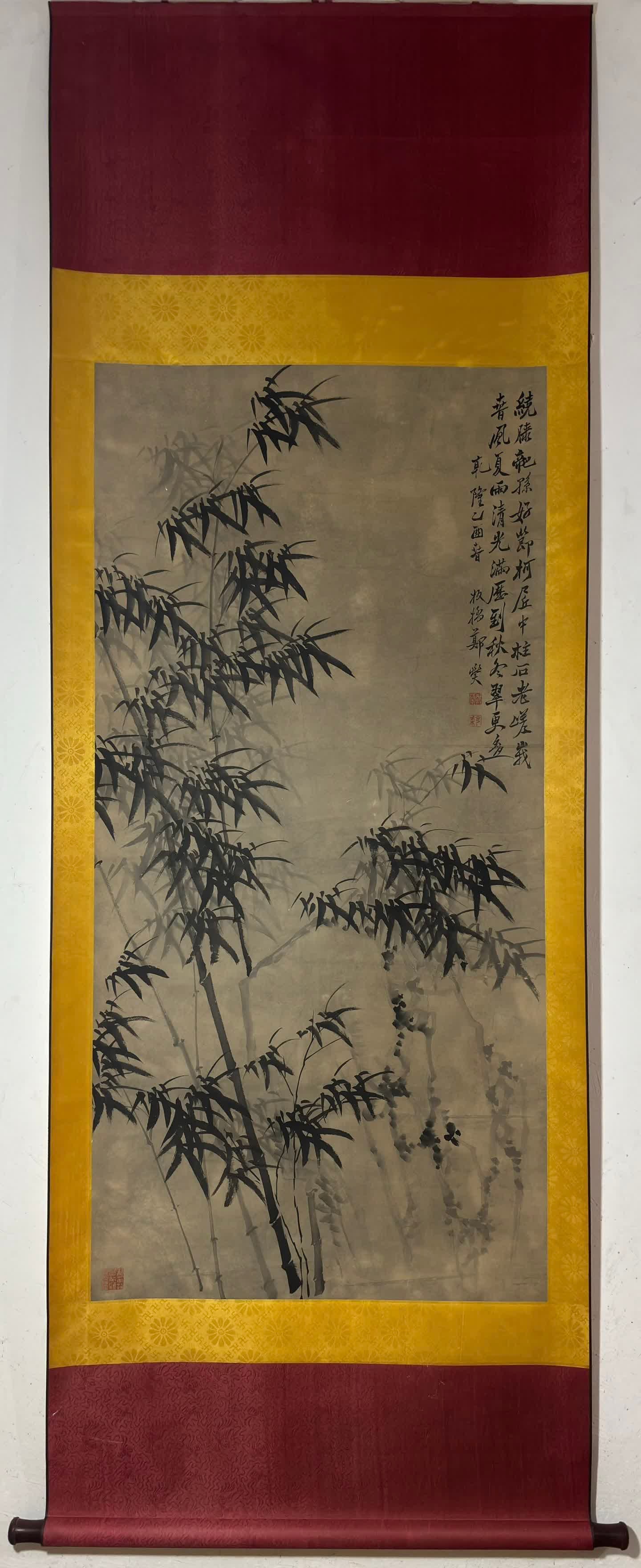 A picture of ink bamboo in the Qing Dynasty: Qing Zheng Banqiao's ink bamboo picture SIZE: Painting core136.5x66cm (The Dimensions Of All Batches Are Manually Measured.If You Need More Detailed Information, Please Contact Our Customer Service Be