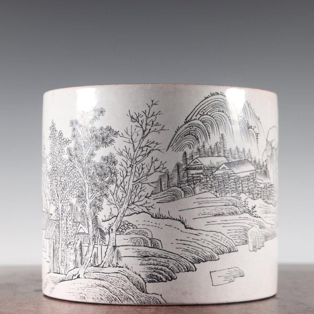 A Qing Dynasty purple sand ink painting landscape landscape character story pen holder (1 of 8)