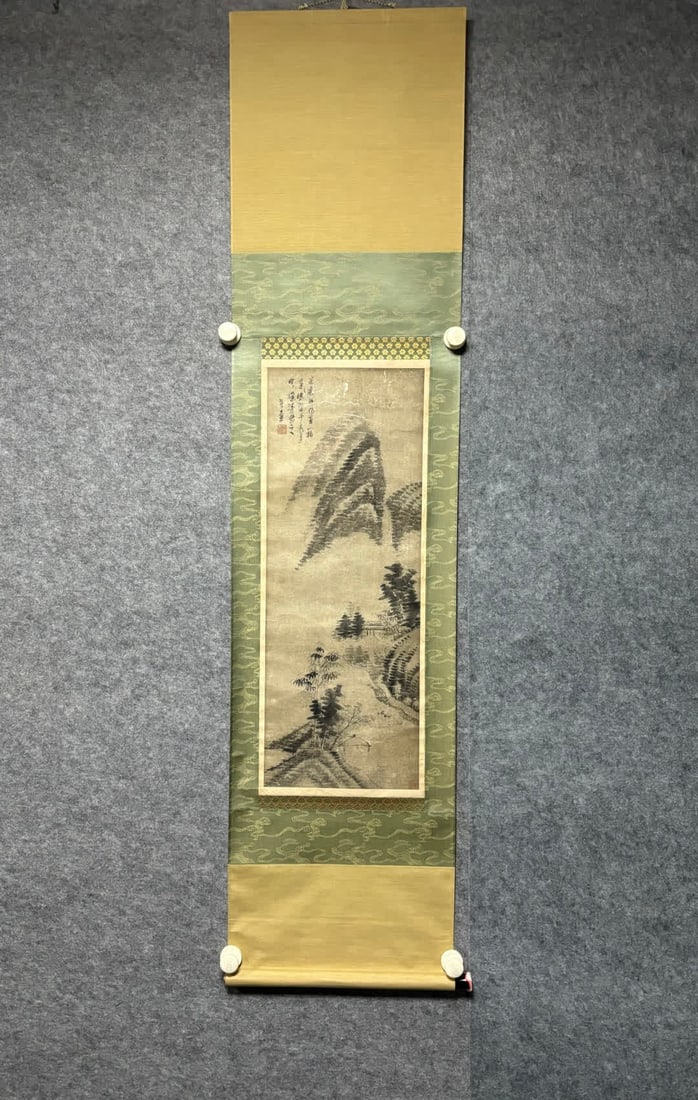 A landscape painting of a square pot: Landscape painting of a square pot SIZE: Painting core67x25cm (The Dimensions Of All Batches Are Manually Measured.If You Need More Detailed Information, Please Contact Our Customer Service Before Bid