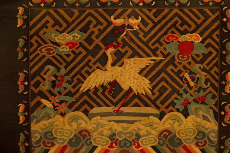 A silk crane auspicious cloud tone - 2