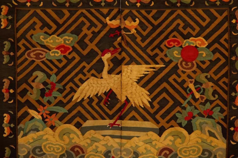 A silk crane auspicious cloud tone - 3