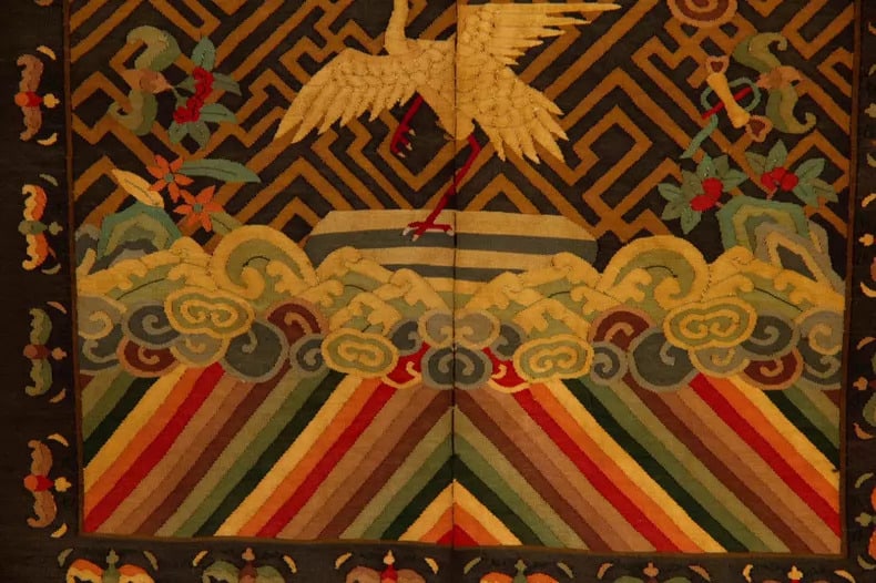 A silk crane auspicious cloud tone - 4