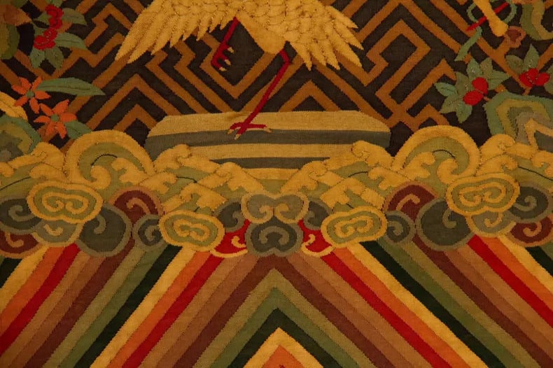 A silk crane auspicious cloud tone - 5