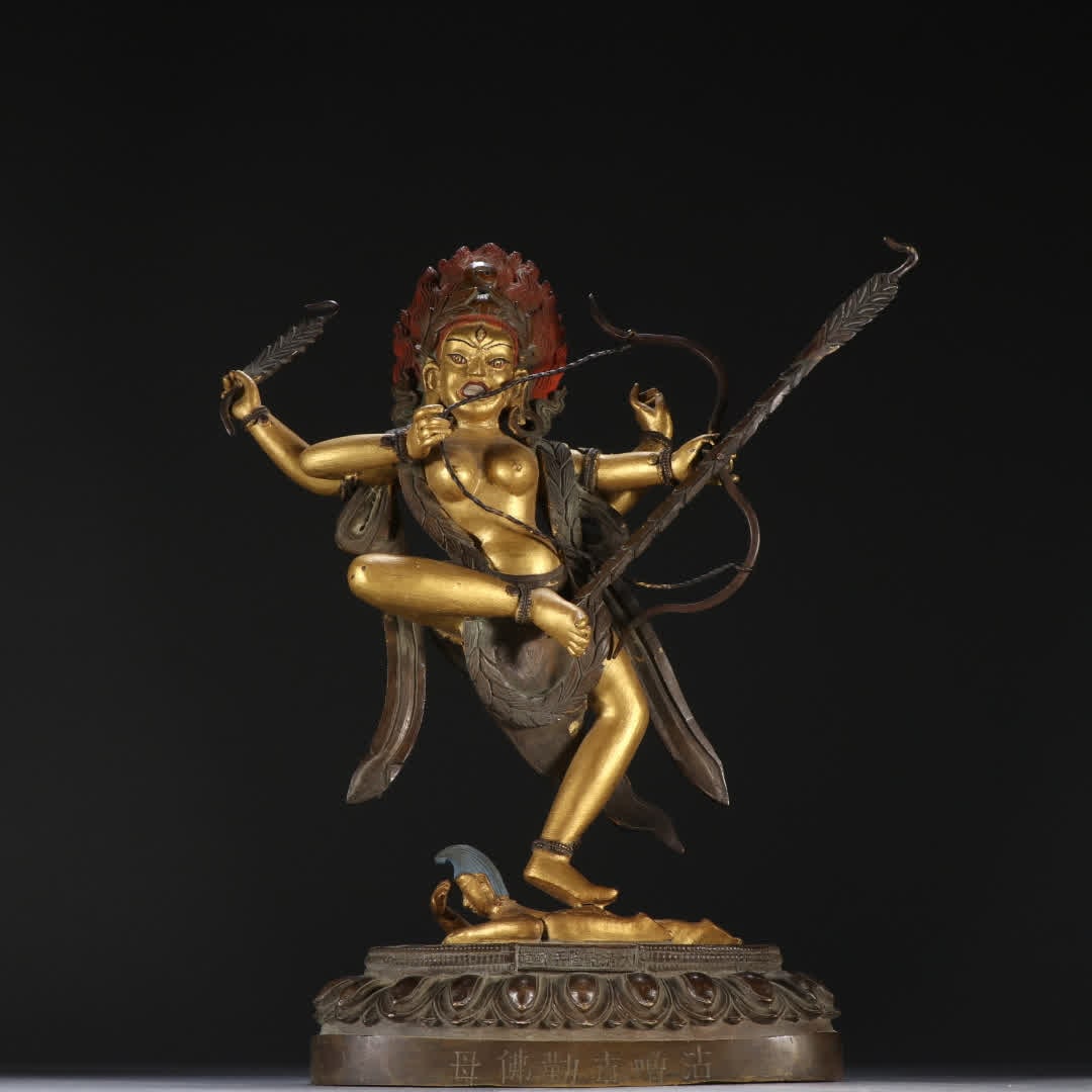 A piece of Qing Dynasty copper gilt Gulu ancient Buddha mother (1 of 9)