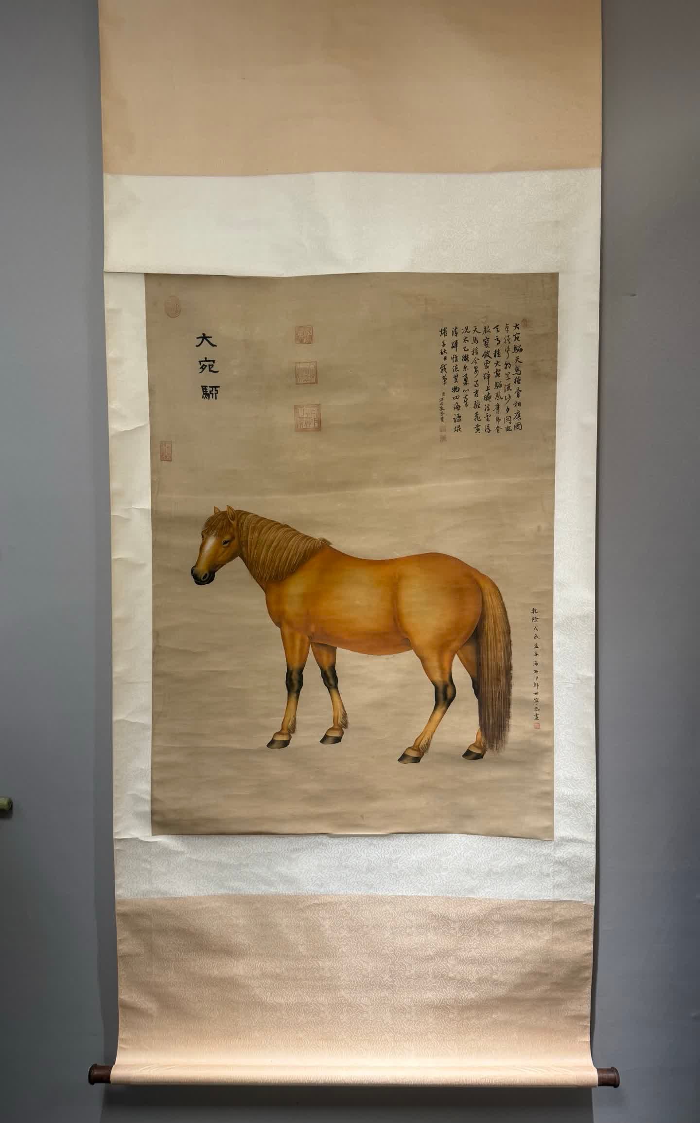 A picture of Lang Shining's Dawan horse: Lang Shining's Dayuan colt picture SIZE: Painting core114x82cm (The Dimensions Of All Batches Are Manually Measured.If You Need More Detailed Information, Please Contact Our Customer Service Before Bi