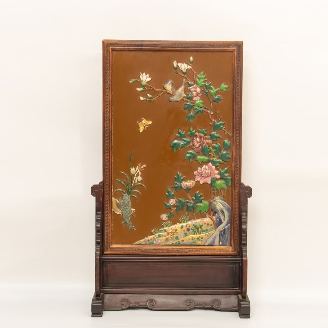 A Qing Dynasty Huanghuali embedded with a hundred treasures (1 of 9)