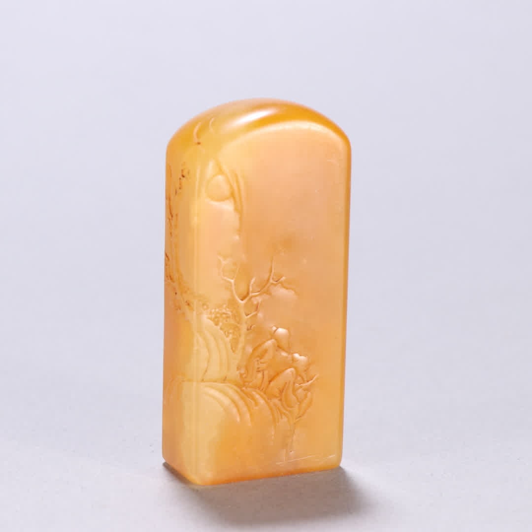A poetic seal of Tian Huangshi landscape characters in the Qing Dynasty: Qing Dynasty Tian Huangshi landscape character poetry seal SIZE: H:6.6cm W:2.9cm W:81.2g (The Dimensions Of All Batches Are Manually Measured.If You Need More Detailed Information, Please Contact Our 