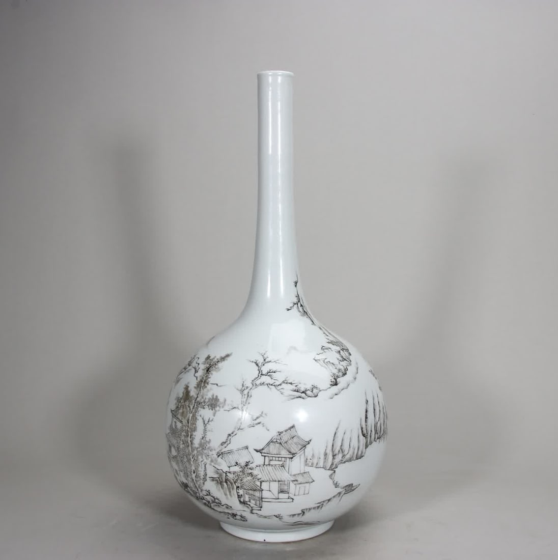 A Qing Dynasty Yongzheng ink color landscape water cone handle bottle (1 of 10)