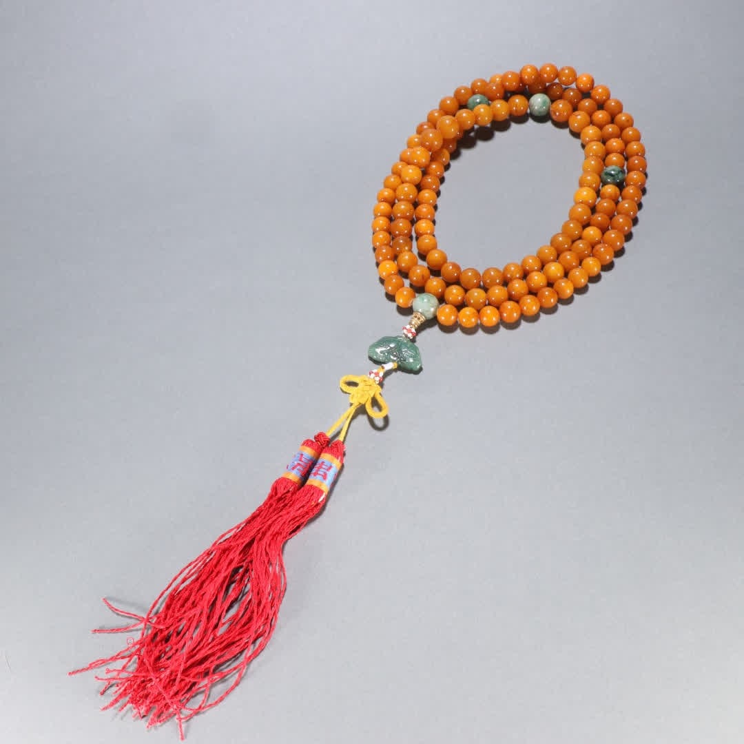 A piece of Qing Dynasty beeswax 108 Buddha beads (1 of 9)