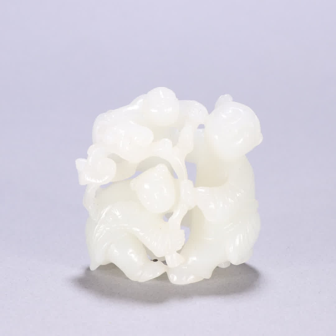 A Qing Dynasty Hetian jade boy carving: Qing Dynasty Hetian jade boy carving SIZE: H:5.7cm W:5.5cm W:110g (The Dimensions Of All Batches Are Manually Measured.If You Need More Detailed Information, Please Contact Our Customer Service Before