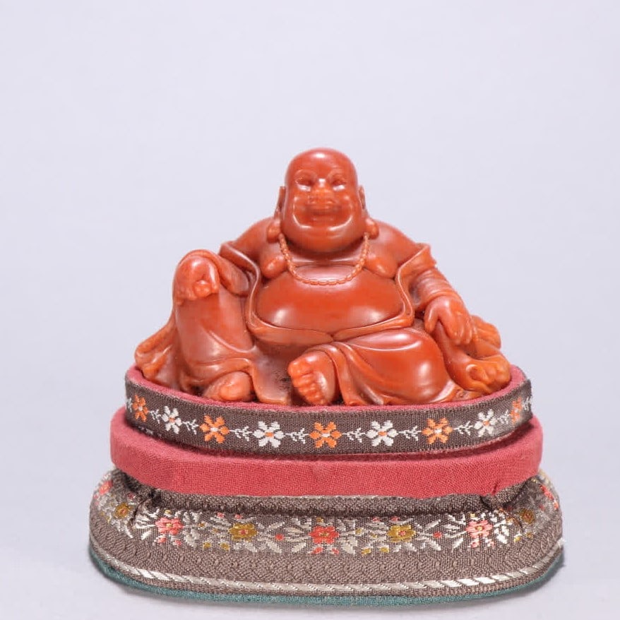 A Qing Dynasty Shoushan stone Maitreya ornament: Qing Dynasty Shoushan stone Maitreya ornament SIZE: H:5cm W:7.9cm W:175.9g (The Dimensions Of All Batches Are Manually Measured.If You Need More Detailed Information, Please Contact Our Customer Servi