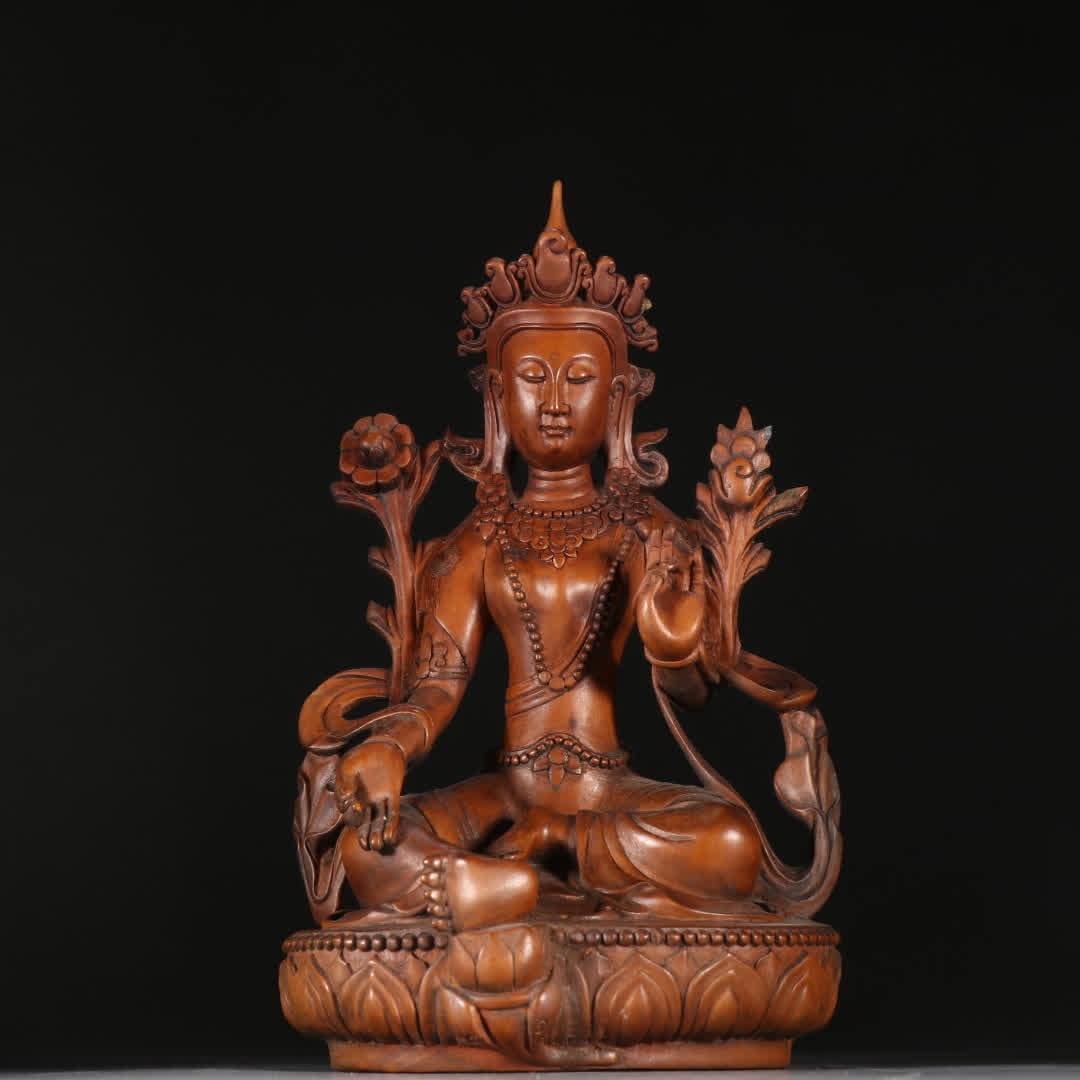 A statue of Tara, a boxwood Tara in the Qing Dynasty (1 of 9)