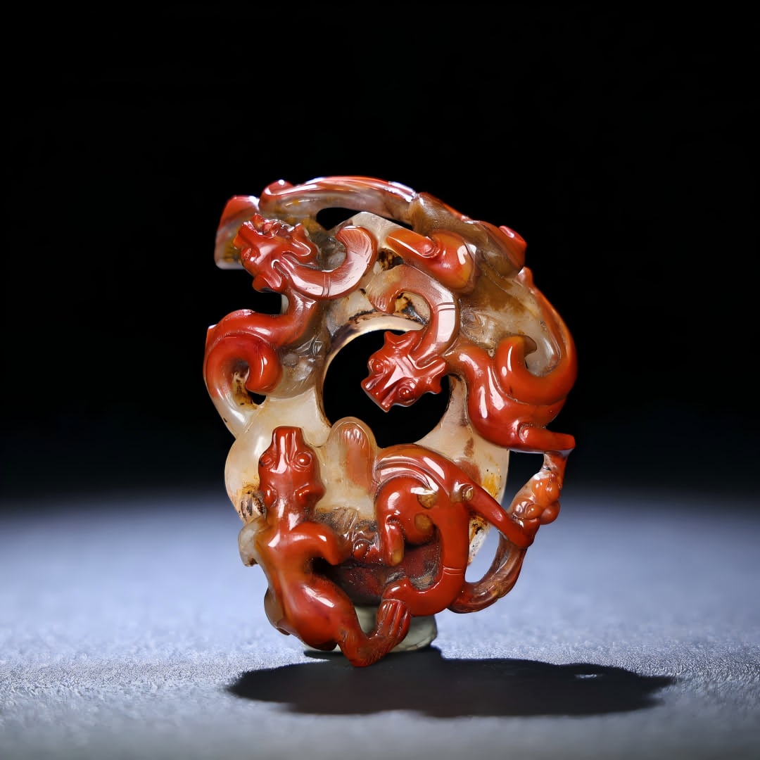 A Warring States Red Agate Chicken Heart Pendant: Warring States agate red chicken heart pendant SIZE: 77x57x27mm W:76g (The Dimensions Of All Batches Are Manually Measured.If You Need More Detailed Information, Please Contact Our Customer Service Be