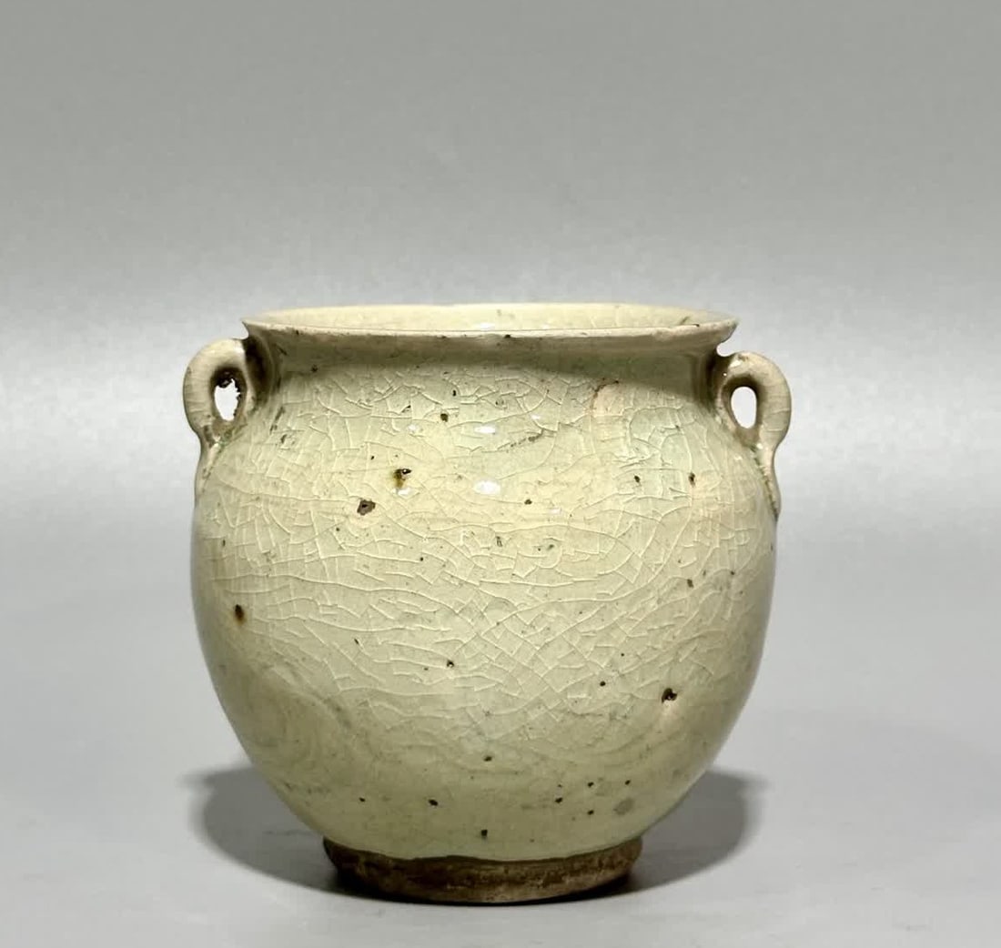 A blue glaze open piece double tin: Celadon open sheet double can SIZE: H: 7.8cm MouthD: 7cm Bottom diameter 4.3cm (The Dimensions Of All Batches Are Manually Measured.If You Need More Detailed Information, Please Contact Our Customer S