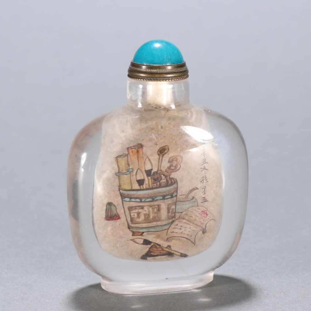 An Exquisite Crystal Rooster Pattern Snuff Bottle - 5