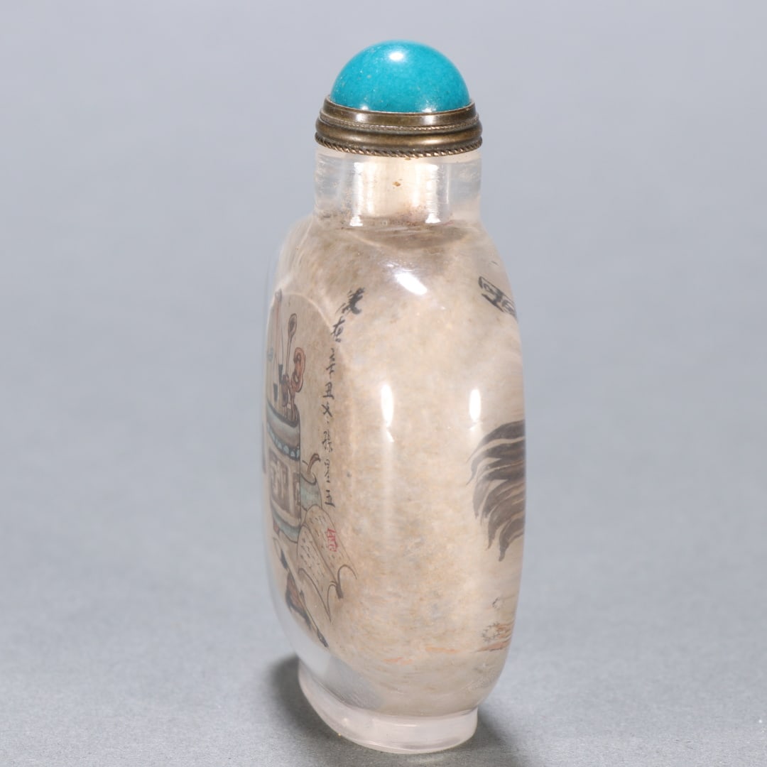 An Exquisite Crystal Rooster Pattern Snuff Bottle - 7
