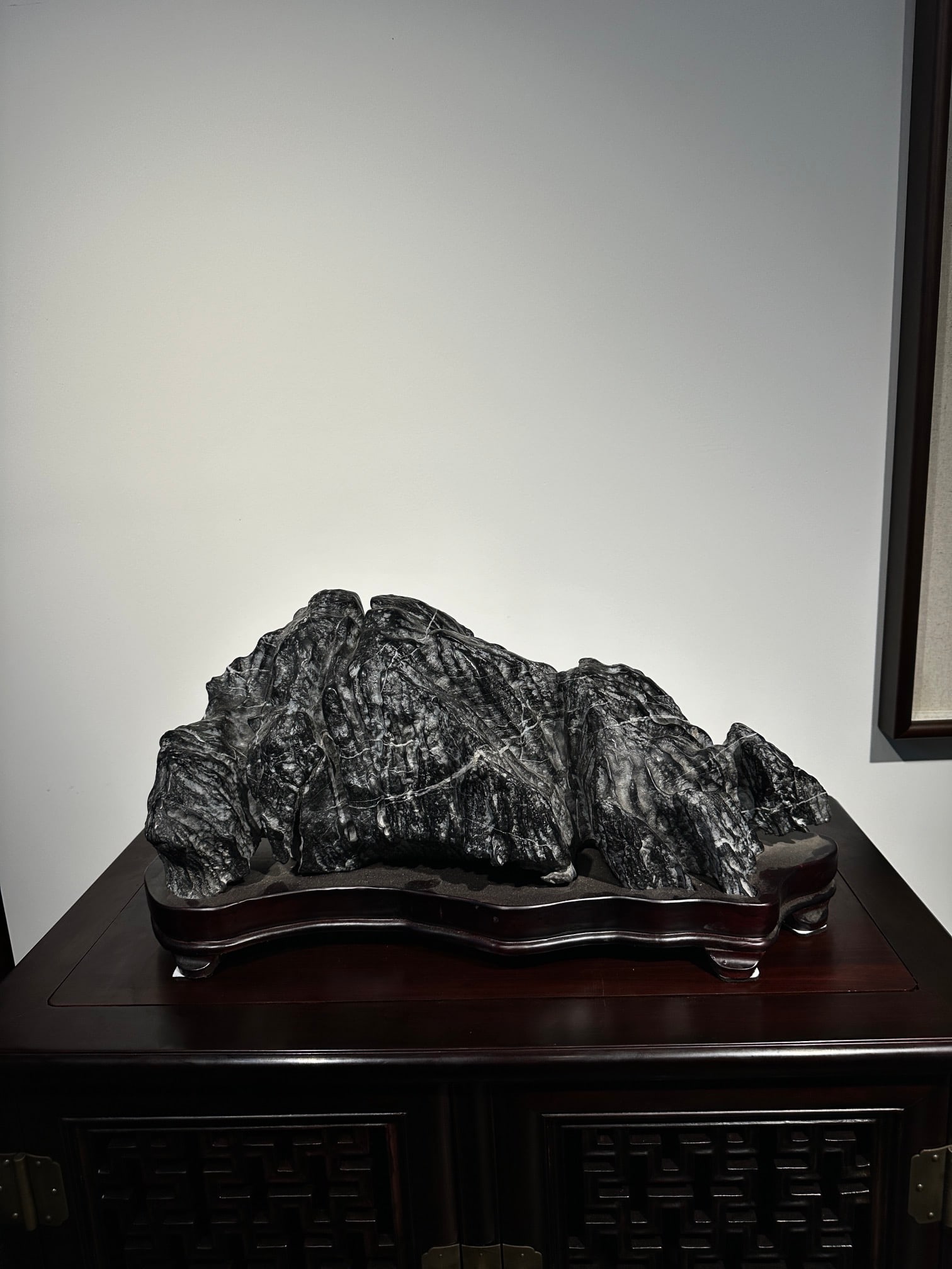 An Exquisite Lingbi Stone Rockery Ornament: An Exquisite Lingbi Stone Rockery Ornament Qing Dynasty, China Size:56cmx28cmx24cm (The Dimensions Of All Batches Are Manually Measured.If You Need More Detailed Information, Please Contact Our Custom