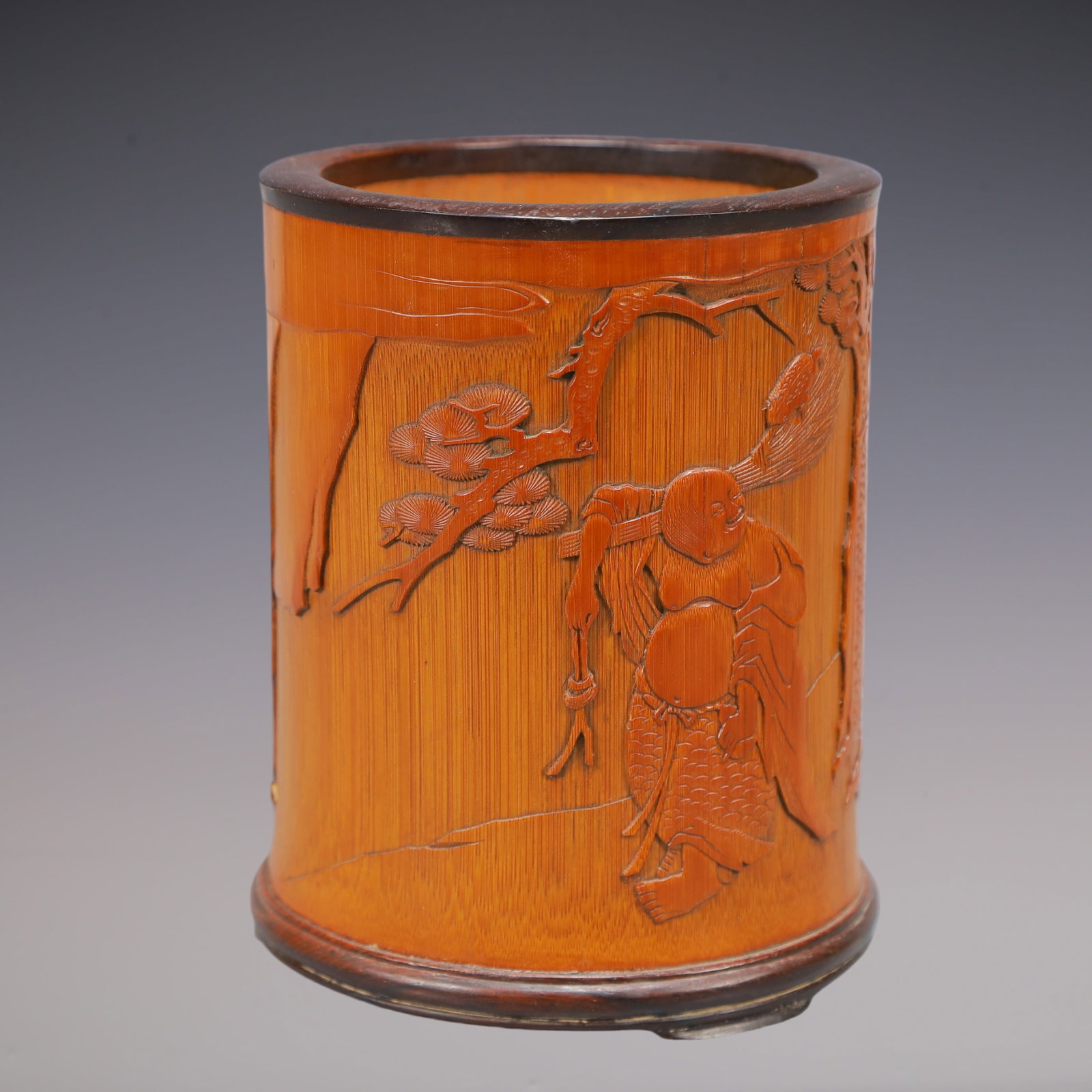 A Exquisite Bamboo Character and Story Pattern with poem Brush Pot (1 of 8)