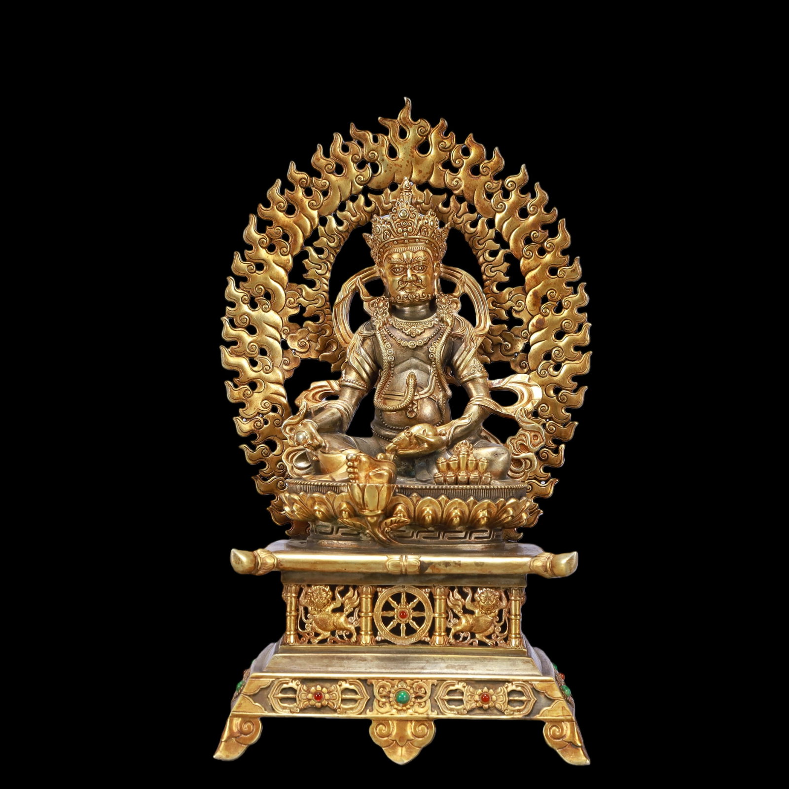 A Exquisite Gilt Silver Statue of Mammon: A Exquisite Gilt Silver Statue of Mammon Ming Dynasty, China Yongle Six-character Mark Size:14.5cmx11cmx27cm Weight:1550g (The Dimensions Of All Batches Are Manually Measured.If You Need More Detailed