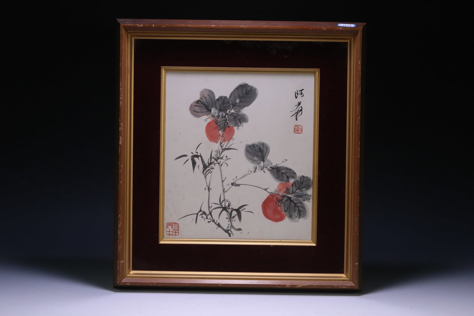 A Chinese Ink Painting of Flower and Fruit Pattern on Paper With Frame: A Chinese Ink Painting of Flower and Fruit Pattern on Paper With Frame Zhang da qian Size:42cmx39cm Without frame Size:27cmx24cm (The Dimensions Of All Batches Are Manually Measured.If You Need More D