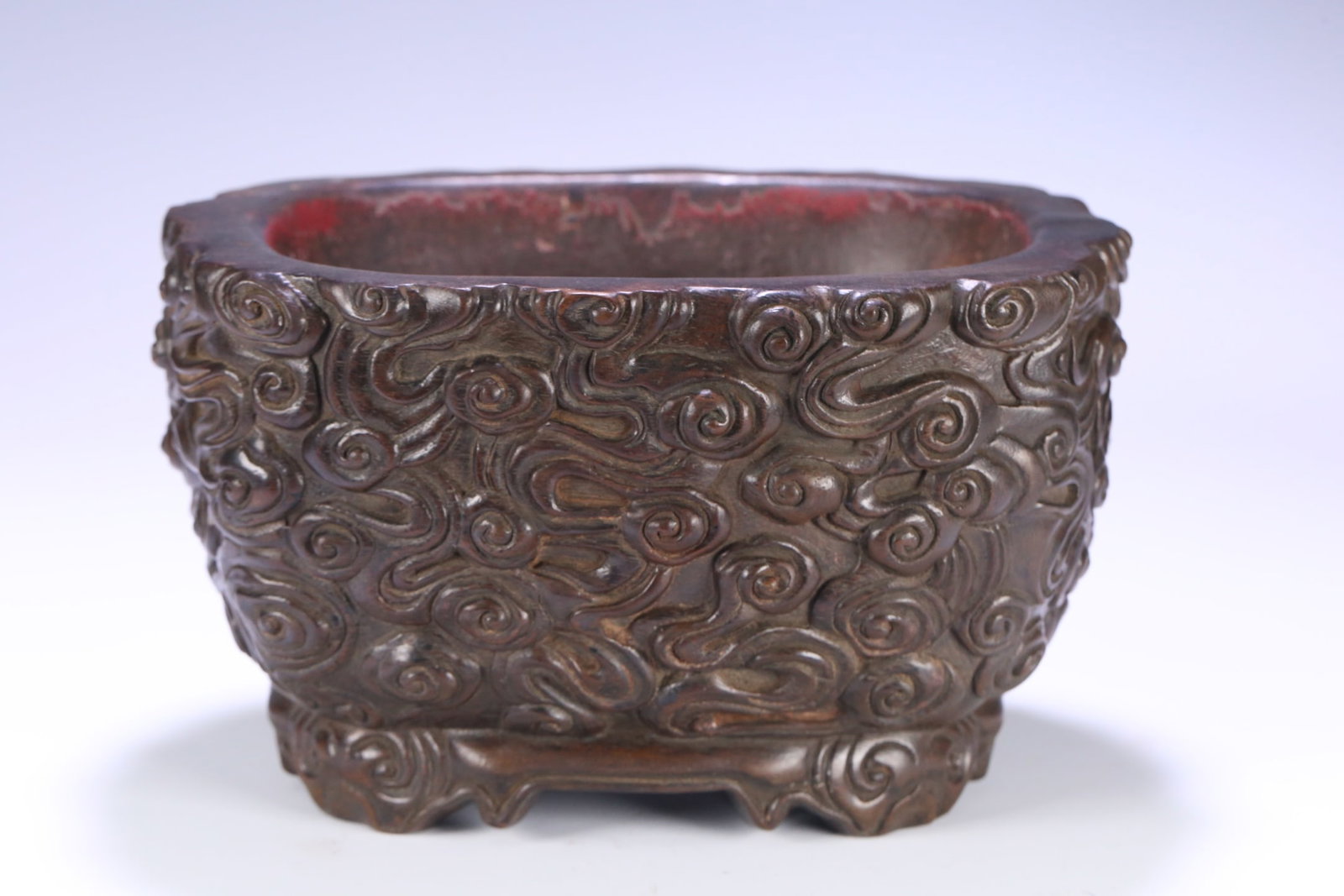 An Exquisite Eaglewood Auspicious Cloud Pattern Brush Washer - 3