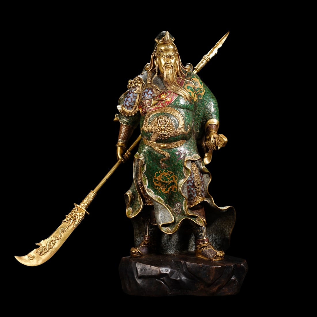 An Exquisite Cloisonne Guan yu Ornament: An Exquisite Cloisonne Guan yu Ornament Qing Dynasty, China Qianlong Four-character Mark Size:48cmx25cm Weight:9.4kg (The Dimensions Of All Batches Are Manually Measured.If You Need More Detailed Info