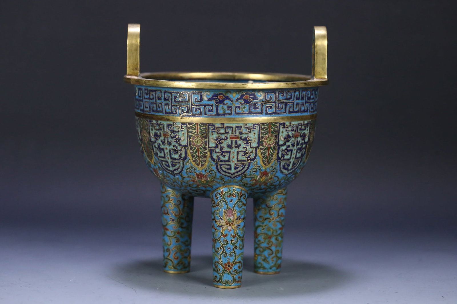 An Exquisite Cloisonne Lotus Pattern Double-Ears and Tripod Censer (1 of 9)