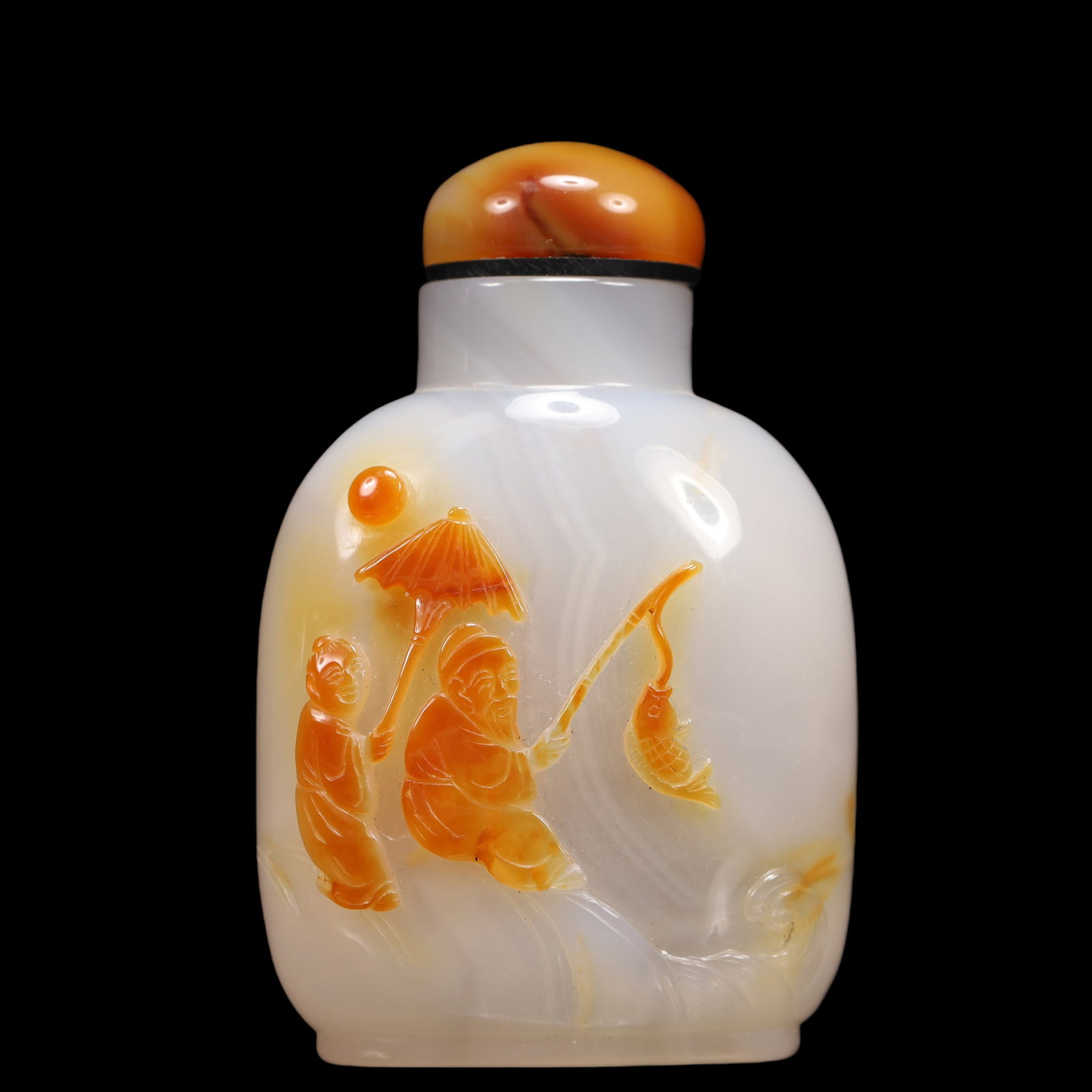 An Exquisite Agate Character and Story Pattern Snuff Bottle: An Exquisite Agate Character and Story Pattern Snuff Bottle Qing Dynasty, China Size:5cmx3cmx8cm Weight:80g (The Dimensions Of All Batches Are Manually Measured.If You Need More Detailed Information, 