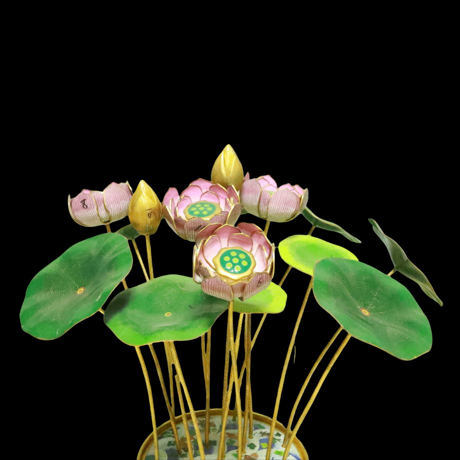 An Exquisite Cloisonne Fish and Lotus Pattern Lotus Pattern Potted landscape - 2
