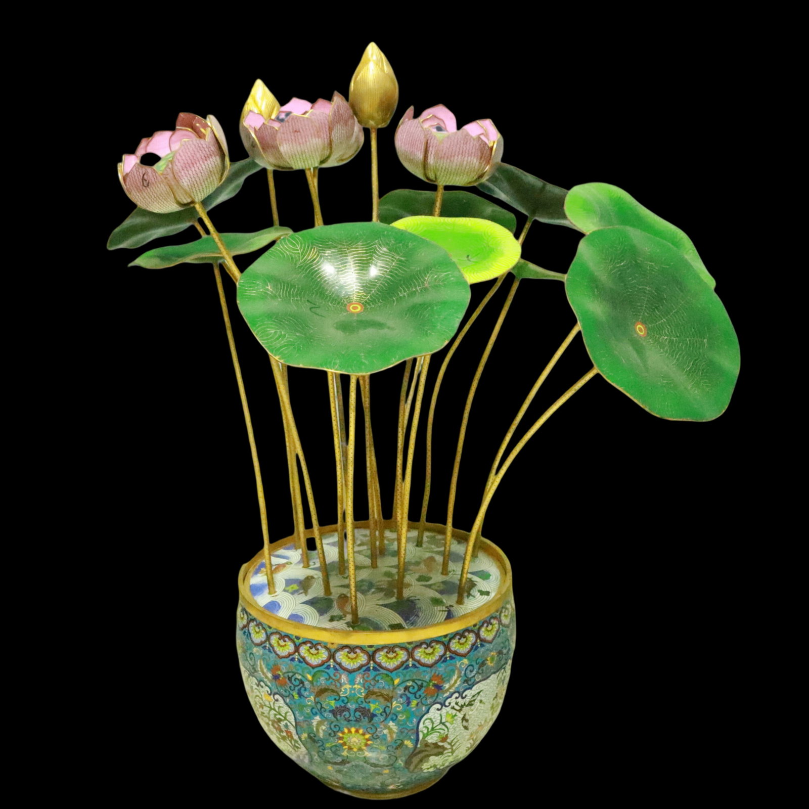 An Exquisite Cloisonne Fish and Lotus Pattern Lotus Pattern Potted landscape - 5