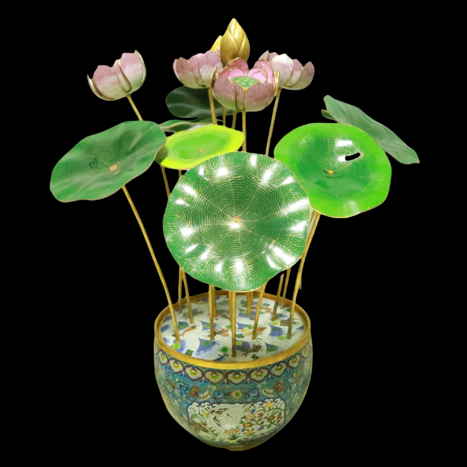 An Exquisite Cloisonne Fish and Lotus Pattern Lotus Pattern Potted landscape - 6