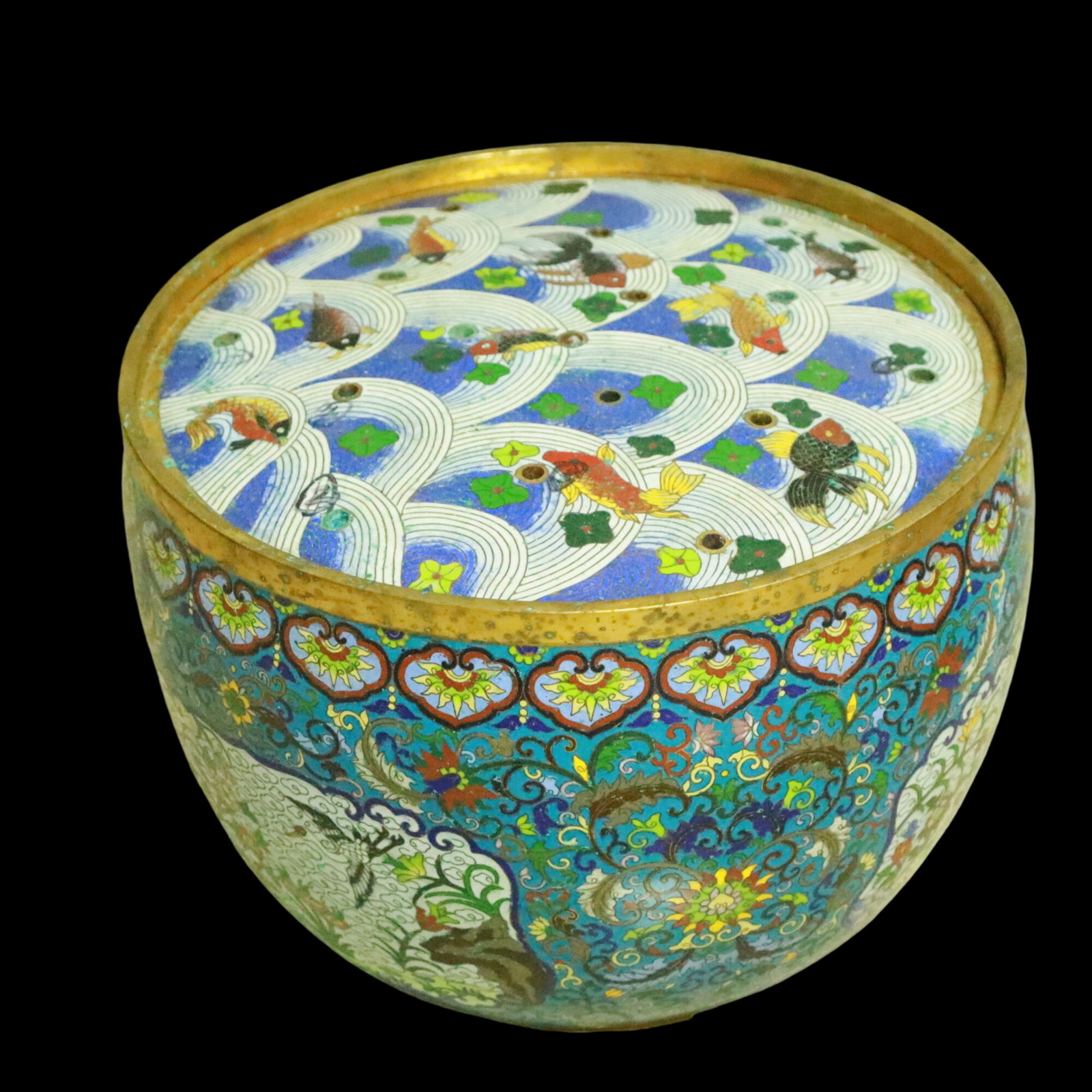 An Exquisite Cloisonne Fish and Lotus Pattern Lotus Pattern Potted landscape - 8