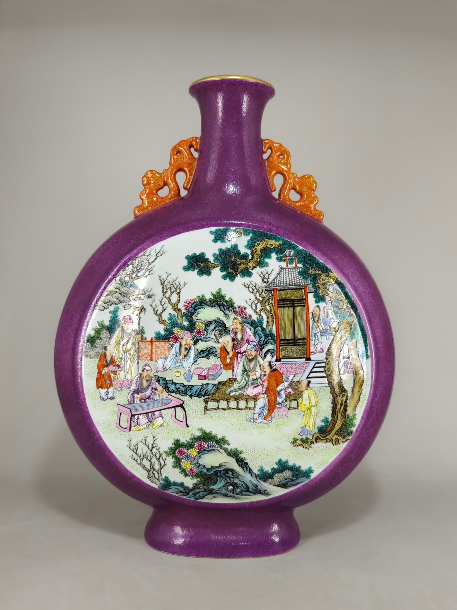 An Exquisite Famille-Rose Character and Story Pattern Double-Ears Vase: An Exquisite Famille-Rose Character and Story Pattern Double-Ears Vase Qing Dynasty, China Qianlong Six-character Mark Size:56cmx42cm (The Dimensions Of All Batches Are Manually Measured.If You Need M