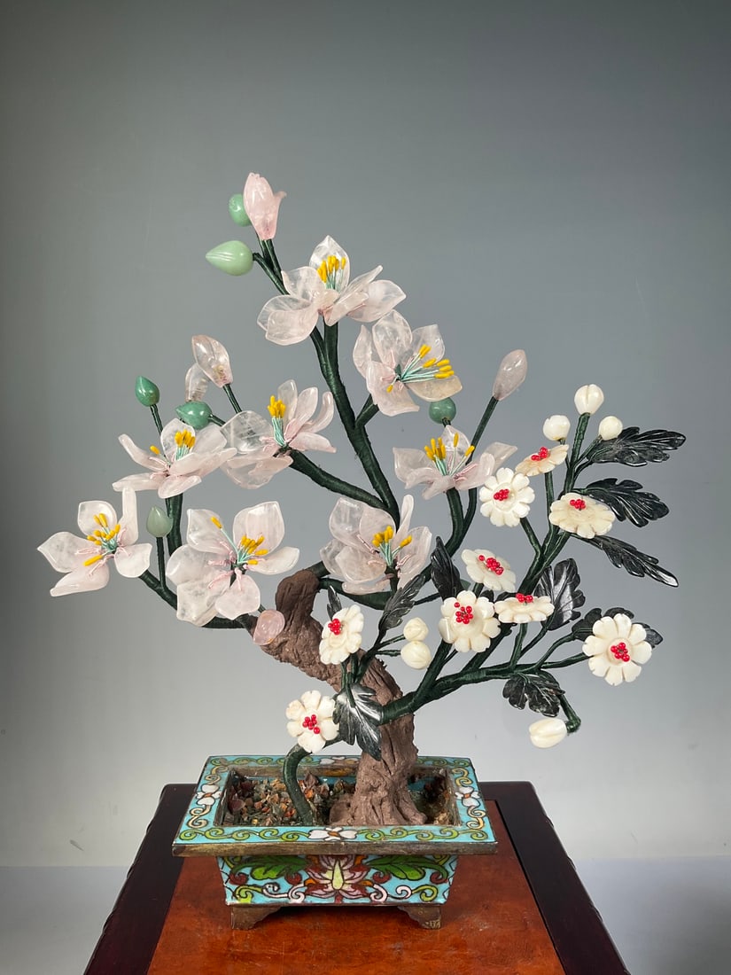 An Exquisite Cloisonne Flower Pattern Bonsai (1 of 6)