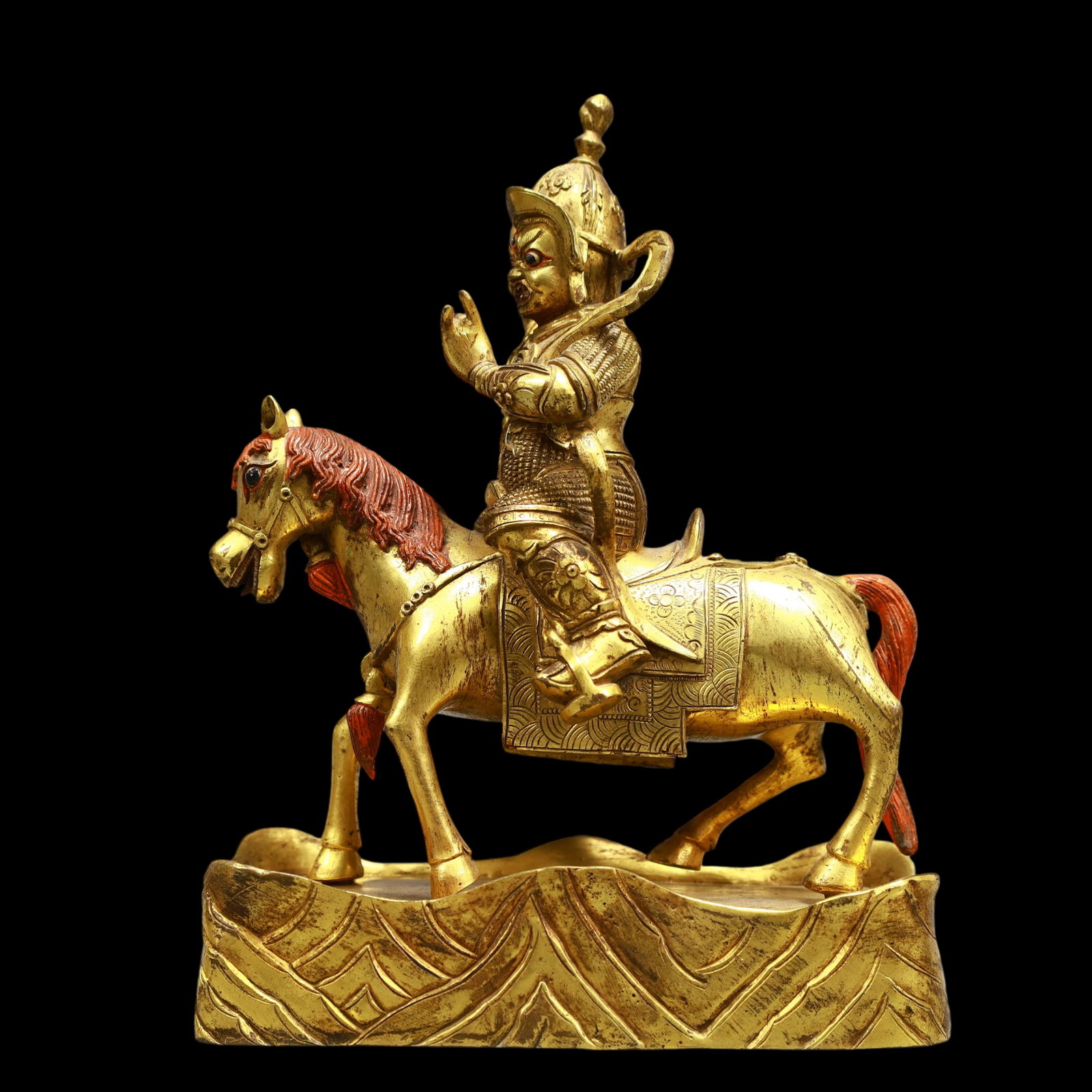 A Exquisite Gilt Bronze Figure Riding Horse: A Exquisite Gilt Bronze Figure Riding Horse Ming Dynasty, China Size:13cmx12cmx16cm Weight:1450g (The Dimensions Of All Batches Are Manually Measured.If You Need More Detailed Information, Please Cont