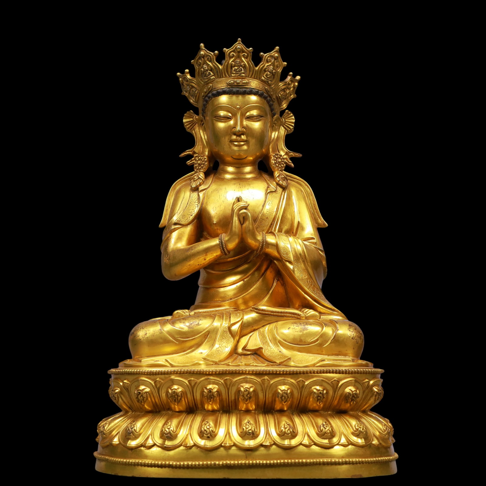 An Exquisite Gilt Bronze Statue of Sakyamuni: An Exquisite Gilt Bronze Statue of Sakyamuni Ming Dynasty, China Size:28cmx23cmx45cm Weight:11300g (The Dimensions Of All Batches Are Manually Measured.If You Need More Detailed Information, Please Co